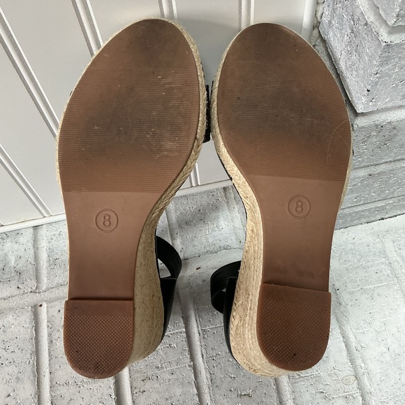 A New Day Ankle Strap Open Toe Espadrille Wedge Sandals Black - Picture 10 of 10